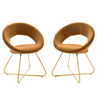 Modway Nouvelle Performance Velvet Dining Chair - Gold/Cognac - 2 Pack-Retro Modern Dining Chairs