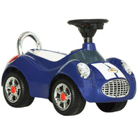 Qaba Baby Push Car with Music, Horn and Lights - Dark Blue-Foot-to-floor design aids walking skills and balance improvement 