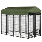 PawHut Outdoor Dog Kennel - 8' x 4' x 6' - Green-12 solid wire sheets and metal frame enhance stability and ensure a daily use 
