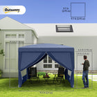 Outsunny 10' ft W x 10 ft L Outdoor Pop Up Party Tent with Carrying Bag - Blue-Constructed with the powder coated steel frame in superior strength and durability