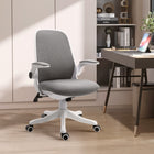 Vinsetto Fabric Office Desk Chair with Flip-Up Arms and Swivel Seat - Grey-Linen style fabric is breathable, free you from trouble about sweating