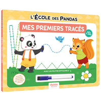 Pandas School - First Drawings - French-Comes with an erasable marker