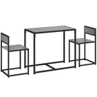 HOMCOM Industrial 3-Piece Small Space Dining Set - Grey-3-piece set consists of a dining table and 2 matching chairs