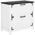 HOMCOM 2 Drawer File Cabinet, Printer Stand for Home Office - White-Barn-style doors add farmhouse charm to any home office