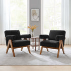 Modway Lyra Boucle Fabric Armchair - Black - Set of 2-Plywood Frame, Rubber Wood Legs