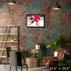 Lucas Raymond Detroit Red Wings - Framed Canvas - 31" x 22"-Officially licensed by the NHL and NHLPA
