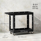 HOMCOM 2-Tier Rolling Tool Cart with Wheels-Plastic construction ensures lightweight durability