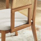 Modway Monarch Wood and Rattan Dining Armchair - Honey/Natural/Heathered Weave Ivory-Non-Marking Floor Glides
