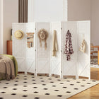 HOMCOM 6 Panel Freestanding Room Divider with Pegboard Display for Home Office - White-Solid wood frame ensures durability and stability 
