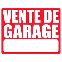 Cosco Garage Sale Outdoor Yard Sign with Metal Stake Kit - 15" x 19" - Red & White - French Text-This garage sale sign features French text to clearly communicate your sale to French-speaking shoppers