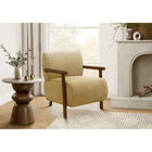 Monarch Specialties Upholstered 31"H Modern Accent Chair With Walnut Solid Wood Supports - Gold Fabric-Plush foam cushioning, a gently rounded back, and supportive arms create a comfortable place to relax, read, or enjoy conversation.