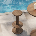 Modway Neo 15" Round Patio Wood Bar Stools - Cocoa Brown-Pedestal Base