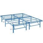 Modway Horizon Stainless Steel Queen Bed Frame - Light Blue-Non-Marking Foot Caps