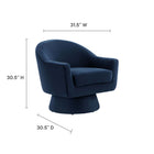 Modway Astral Performance Velvet Fabric and Wood Swivel Chair - Midnight Blue-Performance Velvet Fabric