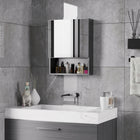 Kleankin Wall Mounted Bathroom Mirror Cabinet with Storage Shelves - Black-Wall-mounted design is space-saving