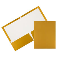 JAM Paper Laminated Two-Pocket Glossy Presentation Folders - Gold - 6 Pack-Colour: Gold