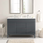 Modway Render 48" Double Sink Bathroom Vanity - Grey/White-Walnut Grain Vanity