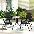 Outsunny 5 Pieces Patio Dining Set - 4 Seater Garden Furniture - Black-A parasol is kept in Dia. 1.7" (Dia. 42 mm) hole to keep you safely shaded