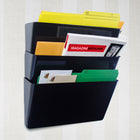 Storex Unbreakable Wall Pocket Letter Size - Black-Three types of mounting hardware included: wall anchors and screws, double sided tape, and pocket clips