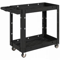 HOMCOM 2-Tier Rolling Tool Cart with Wheels-Two-tier shelves and divider trays maximize storage capacity