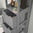 Kleankin Narrow Freestanding Bathroom Linen Tower Cabinet - Grey-Colour: Grey 