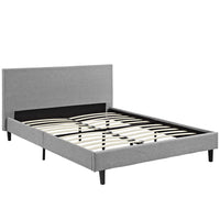Modway Anya Fabric Queen Bed - Light Grey-Platform Bed Frame With Headboard
