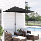 Outsunny Half Patio Umbrella with 5 Ribs - 8' - Black-Superior Strength and durability with powder coated metal frame