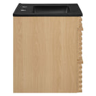 Modway Render 24" Wall-Mount Bathroom Vanity - Oak/Black-Full-Extension Drawers
