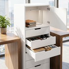 HOMCOM 5 Drawer Vertical Mobile Filing Cabinet with Lockable Wheels - White-Made from robust particleboard holds up to 66 lb 