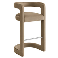 Modway Winslow Performance Velvet Bar Stool - Taupe-Barrel Back Design