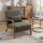 Ebello Hertford 26" Wide Mid Century Upholstered Solid Wood Accent Chair with an Extra Pillow - Green-The solid wood frame is sturdy and supports a weight capacity of 250 Ibs+