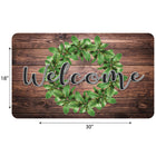 Ashley Productions The Original Fun Mat Welcome Mat - 18" x 30" - Green Wreath on Wood Welcome-Slip-Resistant and Durable: Heavy-duty rubber backing ensures safety and durability, perfect for high-traffic areas.