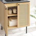 Modway Chaucer 24" Bathroom Vanity - Oak/Black-Rattan Weave Doors