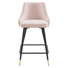 Modway Adorn Performance Velvet Counter Stool - Pink-Comes Fully Assembled