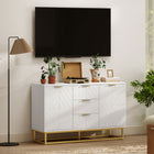 HOMCOM 47.2" L Sideboard Buffet Cabinet with Storage - White-Elevated base design guards against moisture and damage