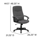 Flash Furniture High Back Grey Fabric Executive Swivel Chair with Two Line Horizontal Stitch Back & Arms-Swivel Seat