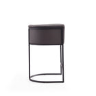 Manhattan Comfort Cosmopolitan 23.7" Mid-Century Modern Faux Leather Upholstered Counter Stool - Pebble and Black - 3 Pack-Includes Footrest Base