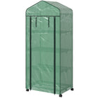 Outsunny 27" x 20" x 65" Portable Greenhouse with 4 Tier Shelves and Wheels - Green- High-quality steel tubes and strong plastic grid  for a solid, reliable construction
 