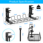 ShoppingAll Under Desk Cable Organizer Tray Wire Management Rack with 10 Cable Ties - Black-ROBUST CONSTRUCTION: Made of durable powder-coated steel, the tray can hold up to 22 pounds of cables, cords and accessories without sagging or breaking.