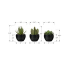 Monarch Specialties 6" Artificial Indoor Succulent Green Plants - Table - Black Pots - Set of 3-These easy-care faux green plants are made from the highest quality materials and require no maintenance or watering, for a sustainable, environmentally friendly decorative accents that will last a lifetime