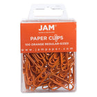 JAM Paper Colourful Standard Paper Clips - 1"- Orange - 100 Pack-Colour: Orange 
