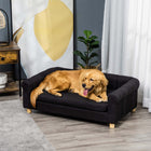PawHut Modern Pet Sofa Bed with Removable Seat Cushion - Black-Classic design with three sides of support 
