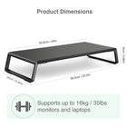 ShoppingAll Premium Ergonomic Monitor Stand Riser - Black-Made of MDF platform and aluminum feet with silicone pads, this beautifully functional monitor stand riser is a balance between design and mechanics.