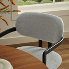 Modway Elio Barrel Fabric and Metal Dining Chair - Black/Dove Grey-Adjustable Non-Marking Floor Glides