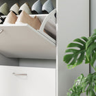 HOMCOM Flip Down Shoe Storage Cabinet with Wooden Rack for Entryway - White-Can store up to 24 pairs of shoes, depending on their size