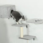 PawHut 7-Piece Cat Wall Shelf Furniture Set - Grey-Assembly required
