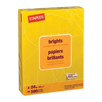 Staples Brights Coloured Copy Paper - Letter - 8-1/2" x 11" - Yellow - 500 Sheets-For use in laser and inkjet printers