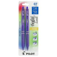 Pilot Frixion Clicker Erasable Gel Ink Pens, Roller Ball Point, Retractable, Refillable, 0.7mm, Purple, 2 Pack (BLRT-FR7-PE)-Erasable roller ball pen
