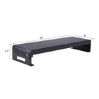 Rocelco 46" Adjustable Sit/Stand Up Corner Desk Riser with Dual Monitor Mount - Teak-1 Year Limited Manufacturer Warranty