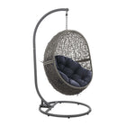 Modway Encase Outdoor Patio Rattan Swing Chair - Grey Navy-Modern Outdoor Patio Swing Chair